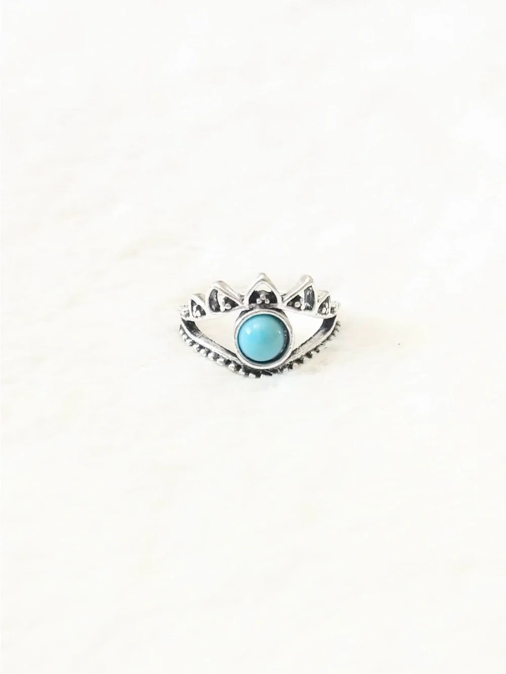 5/$15 🩷 MUST BUNDLE Silver Boho Turquoise Crown Ring
